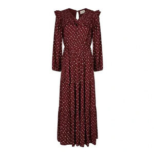 Sonmer Julieta Burgundy Dainty Floral Maxi Dress